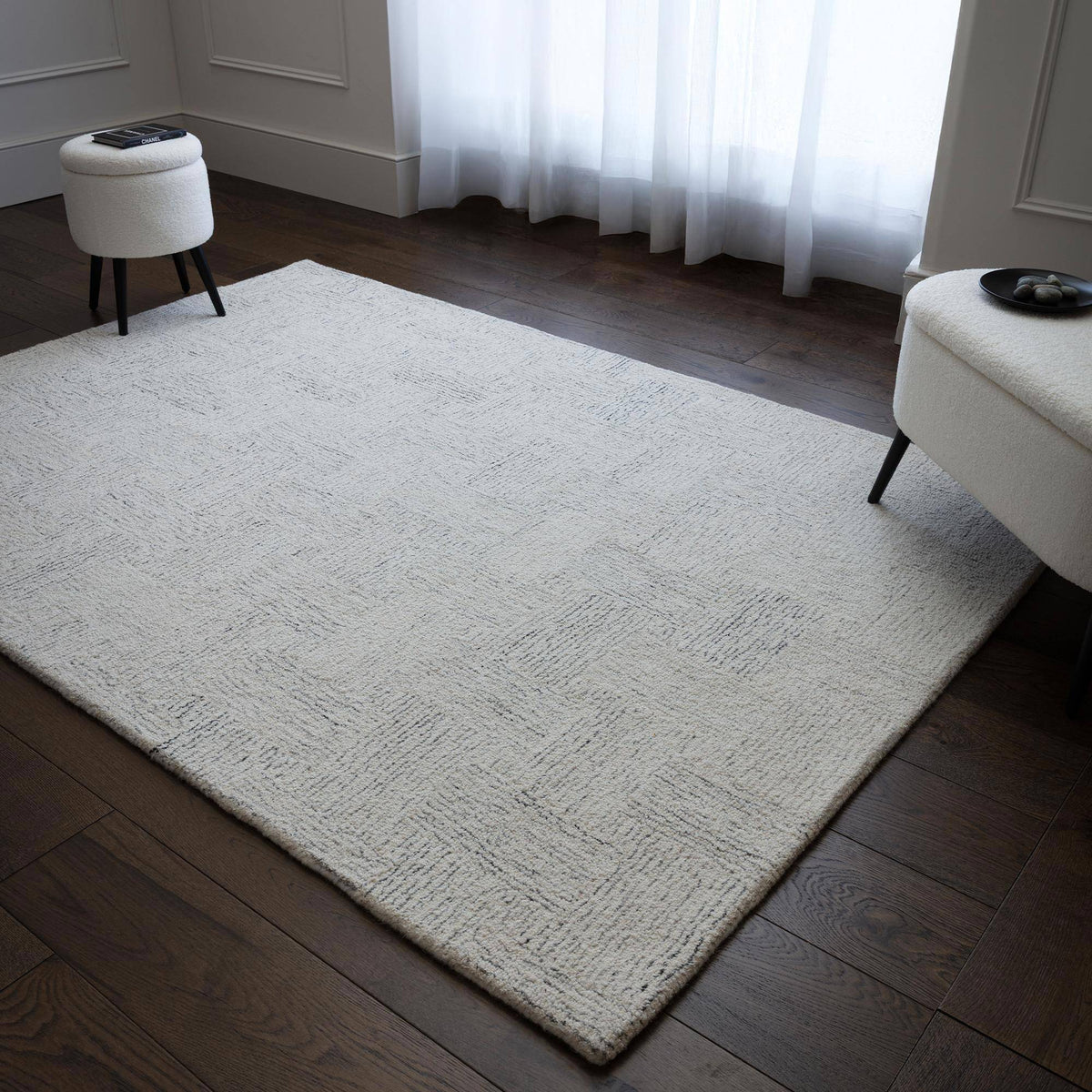 Theo Hatch White & Black Rug