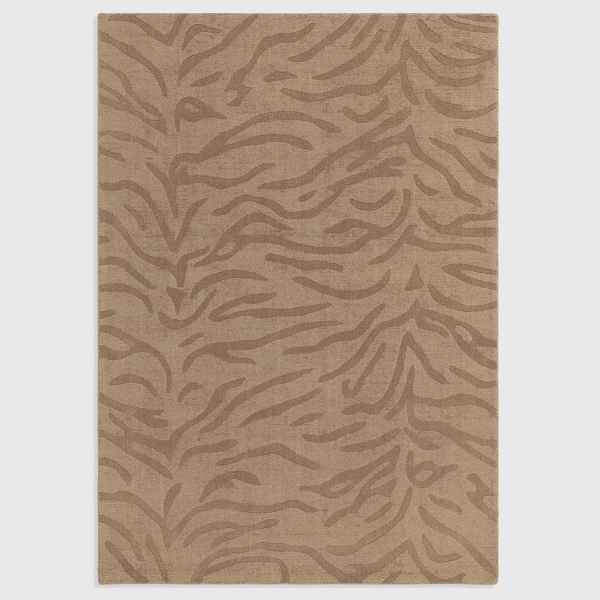 Alvo Rugs Tigris Mocha wool rug with a brown and taupe abstract animal print pattern and textured cut-loop pile.