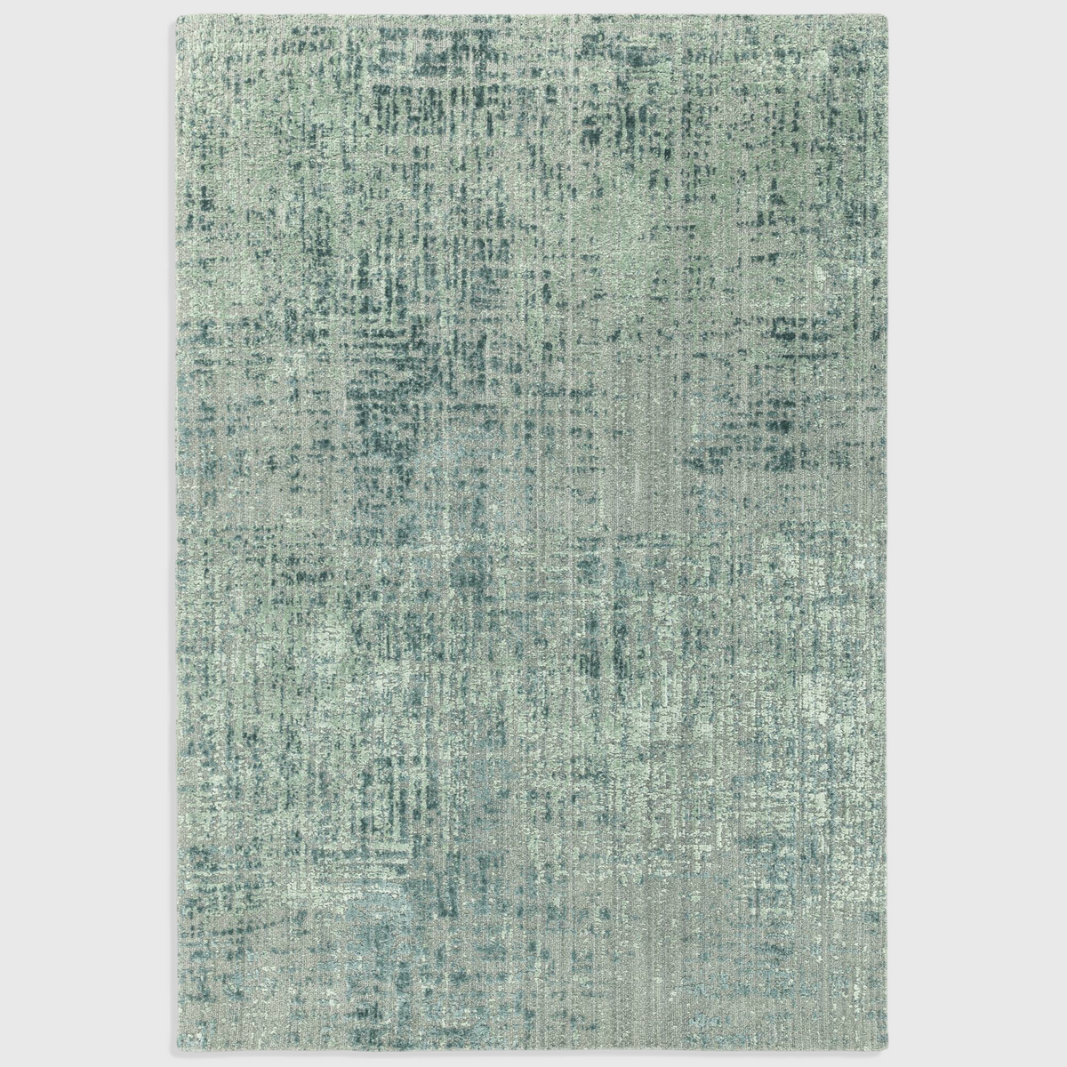 Alvo Rugs Torina forest green abstract area rug with a textured cut and loop wool and viscose pile finish.